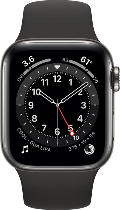 Apple Watch Series 6 (GPS + Cellular) 40mm Edelstahl graphit mit Sportarmband schwarz