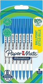 Paper Mate Kilometrico Kugelschreiber (Mine) blau/weiß, 8er-Pack
