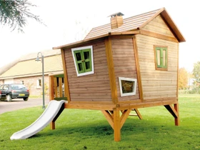 Axi Spielhaus Emma braun/grün mit Rutsche weiß