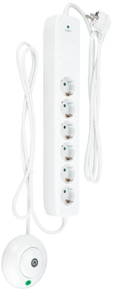 REV Ritter Energie-Spar-Steckdosenleiste mit Fußschalter, 6-fach, 1.4m, weiß