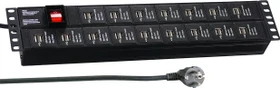 EFB Elektronik 19" Rackmount Aluminium Steckdosenleiste, 2HE, 250V, schwarz, 3m