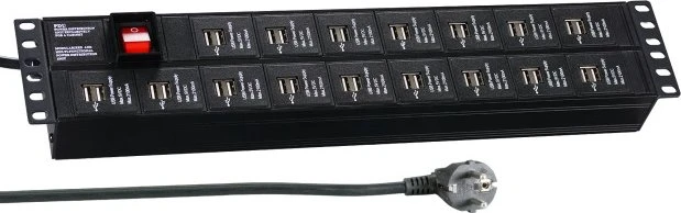 EFB Elektronik 19" Rackmount Aluminium Steckdosenleiste, 2HE, 250V, schwarz, 3m