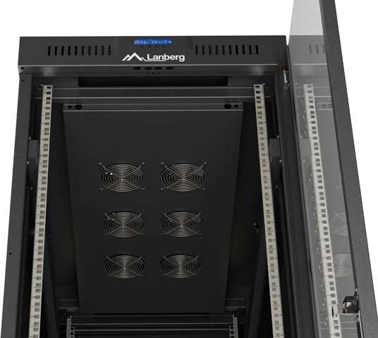 Lanberg 19" Rackschrank 42HE, LCD, freistehend, Flat Pack, V2, Glastür, IP20, RAL 9004, 1200mm tief