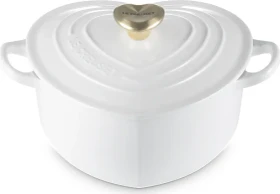 Le Creuset Gusseisen Herzbräter mit Herzknopf 1.9l white