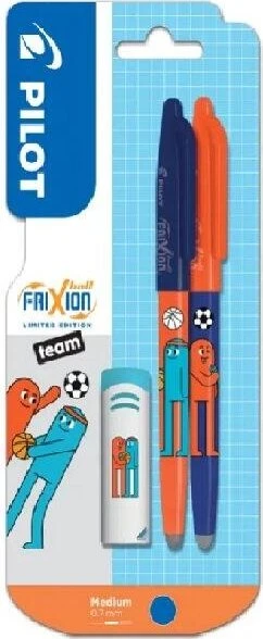 Pilot FriXion Ball Best Friends Team Sports 0.7mm Tintenroller (Mine) blau/orange, 2er-Set