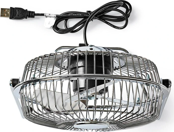 Nedis FNDK1CR15 USB Mini Tischventilator aus Metall 15cm chrom