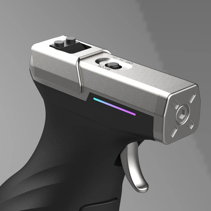 Ragnok ErgoStrike7 Wireless Gun Mouse mit Rückstoß-Funktion, vertikal, schwarz/silber, USB/Bluetooth