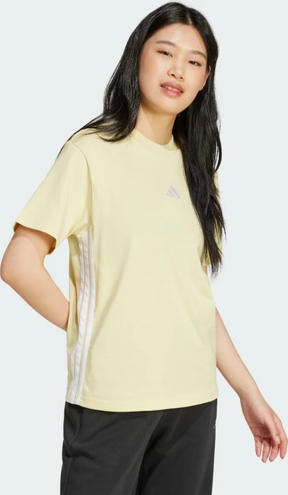 adidas Essentials 3-Streifen Cotton T-Shirt kurzarm powder yellow/white (Damen)