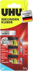 UHU Minis Sekundenkleber Gel, 3g (3x 1g)