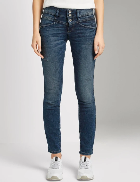 Tom Tailor Alexa Slim Jeans mit Bio-Baumwolle Jeans random bleached blue denim (Damen)