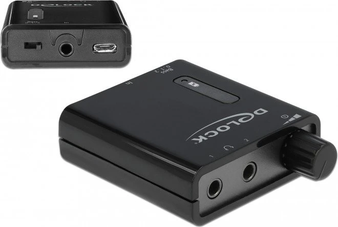 DeLOCK Tragbarer Stereo Kopfhörer-Verstärker mit zwei Ausgängen und Bass-Boost