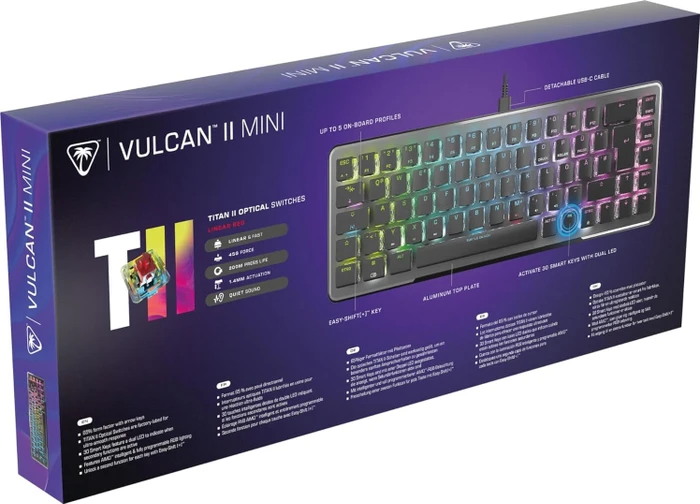 Turtle Beach Vulcan II Mini, schwarz, LEDs RGB, TITAN II OPTICAL RED, USB, DE
