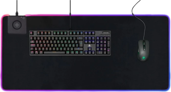 Deltaco Wireless Charging RGB Mousepad Extra Wide, 900x400mm, schwarz