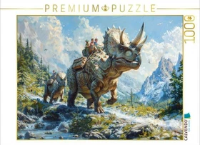 Calvendo Bergwanderung - Menschen mit Dinosaurier Triceratops