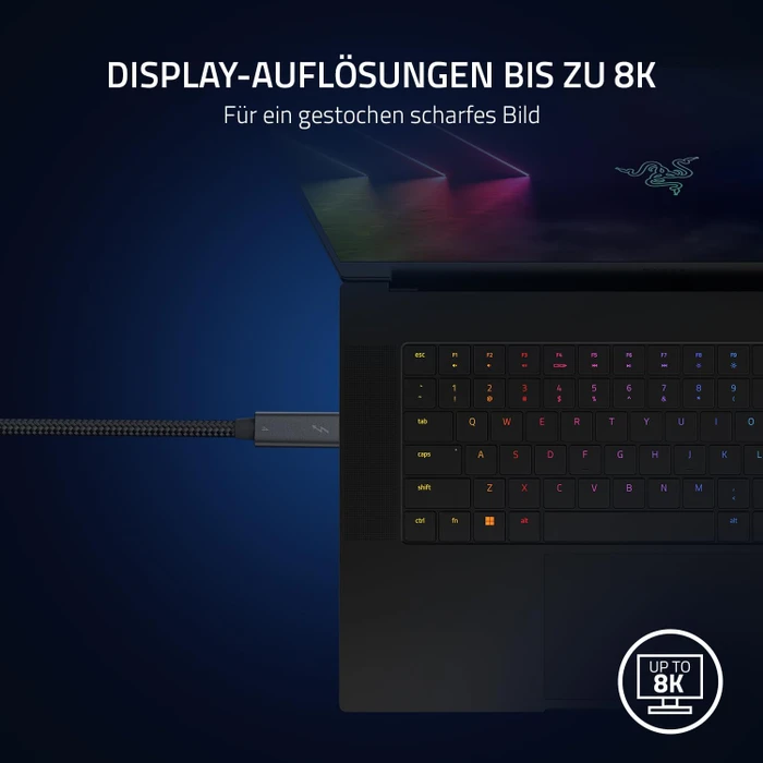 Razer Thunderbolt 4 Kabel, 100W, schwarz, sleeved, 2m (verschiedene Markenbezeichnungen)