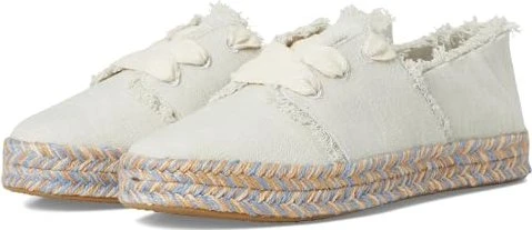TOMS Carolina Lace-Up Espadrille white onyx textured denim fray (Damen)