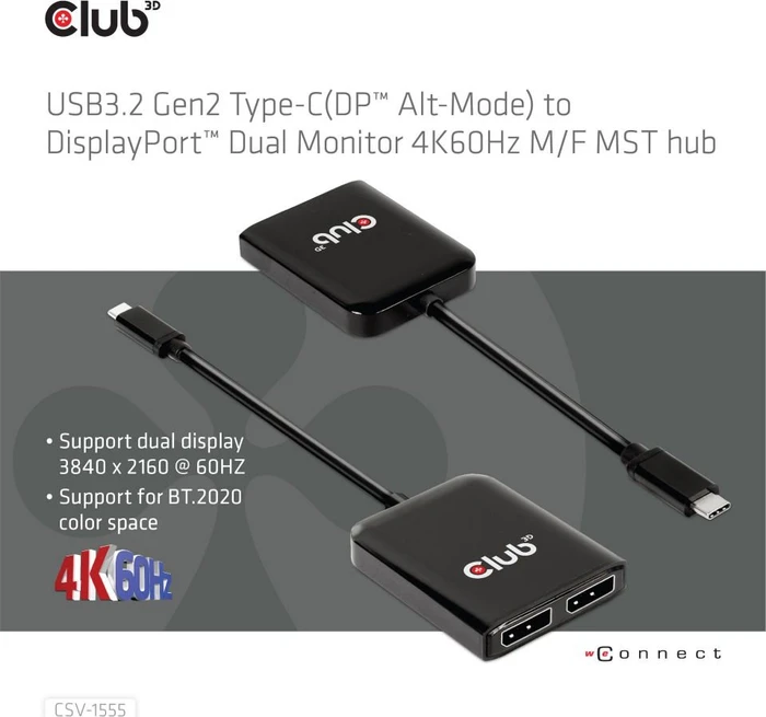 Club 3D USB-C auf Dual DisplayPort Adapter, USB-C 3.1 [Stecker]