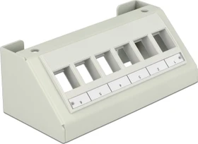 DeLOCK Keystone Multimedia Patchpanel für Tische/Möbel/Wände, 45° geneigt, 6-Port, grau