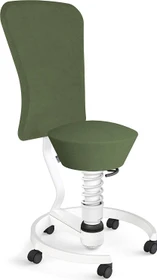 Aeris Swopper Work New Edition Bürohocker mit Rollen und Lehne, Feder Low, Gestell Alu weiß, Bezug Mikrofaser Comfort grün