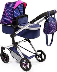 Bayer Design Kombi-Puppenwagen Vario Einhorn blau/pink
