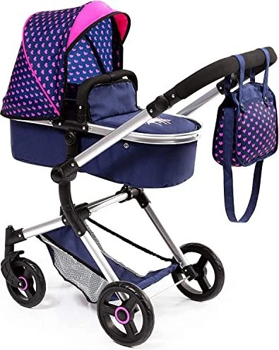 Bayer Design Kombi-Puppenwagen Vario Einhorn blau/pink