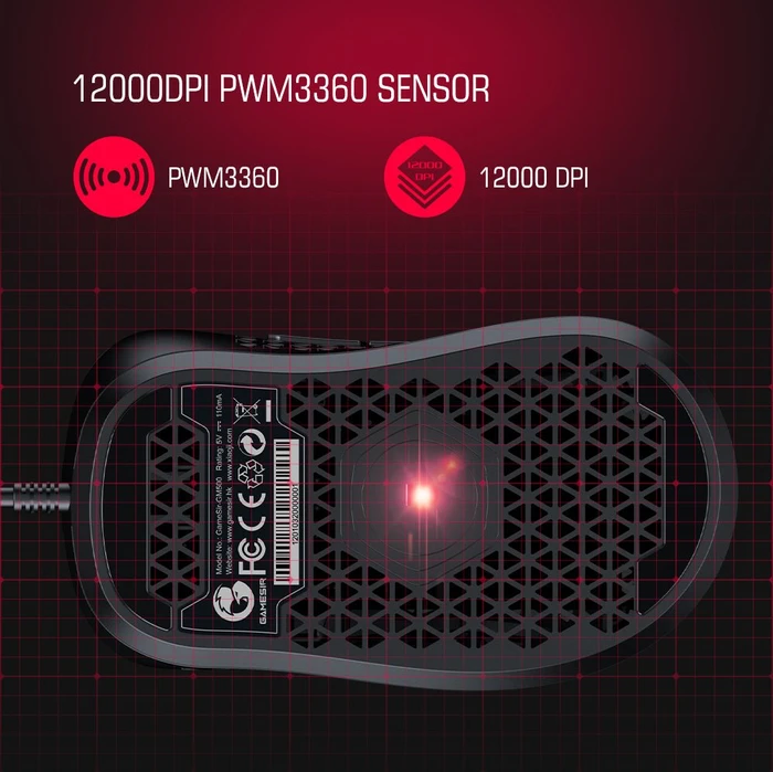 GameSir GM500 Ultralight Ergonomic Gaming Mouse schwarz, USB