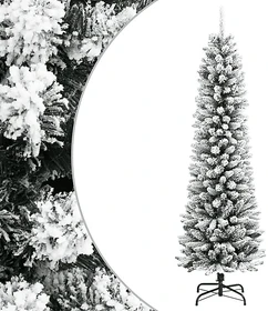 vidaXL Künstlicher Weihnachtsbaum schlank mit Schnee, 210cm