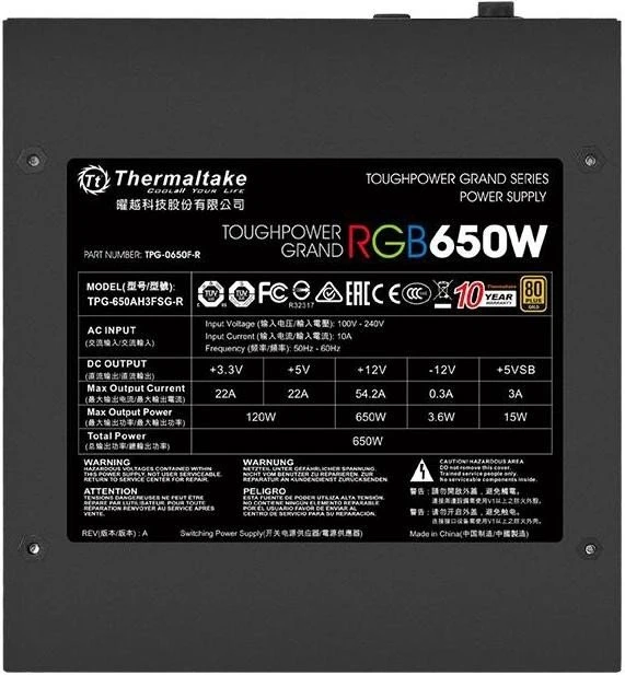 Thermaltake ToughPower Grand RGB Gold 650W, ATX 2.4