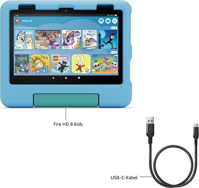 Amazon Fire HD 8 KFRAPWI 2024, ohne Werbung, rosa, 32GB, Disney-Prinzessinnen-Design, Kids Edition