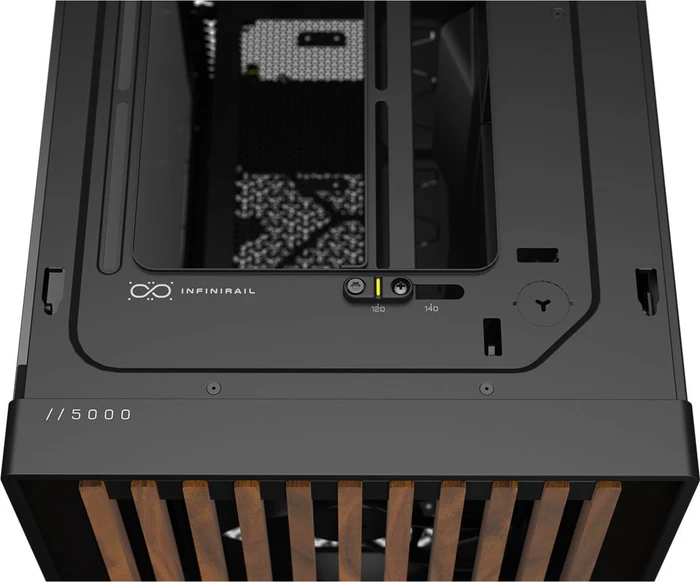 Corsair Frame 5000D RS Wood, schwarz/braun, Glasfenster