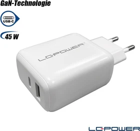 LC-Power USB-GaN-Ladegerät mit 45W Ausgangsleistung weiß