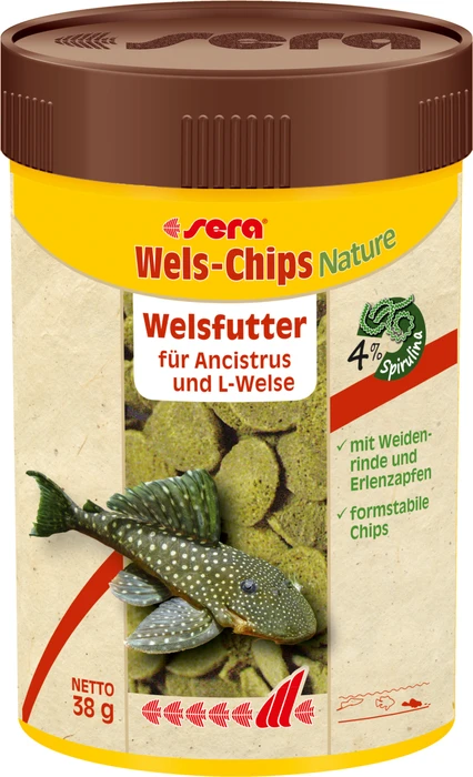 sera Wels-Chips Nature, Hauptfutter für Ancistrus und L-Welse