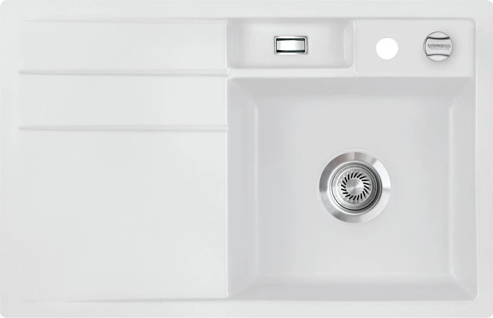 systemceram Bela 78 F Einbau Becken rechts mit Ablauffernbedienung satin