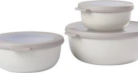 Mepal Multischüssel Cirqula rund flach Aufbewahrungsbehälter-Set nordic white, 3-tlg.