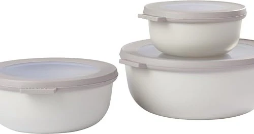 Mepal Multischüssel Cirqula rund flach Aufbewahrungsbehälter-Set nordic white, 3-tlg.