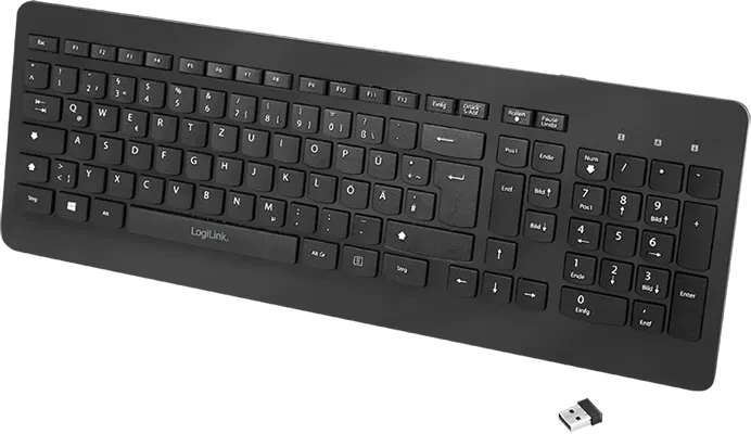 LogiLink 2.4GHz Wireless Tastatur, schwarz, USB, DE