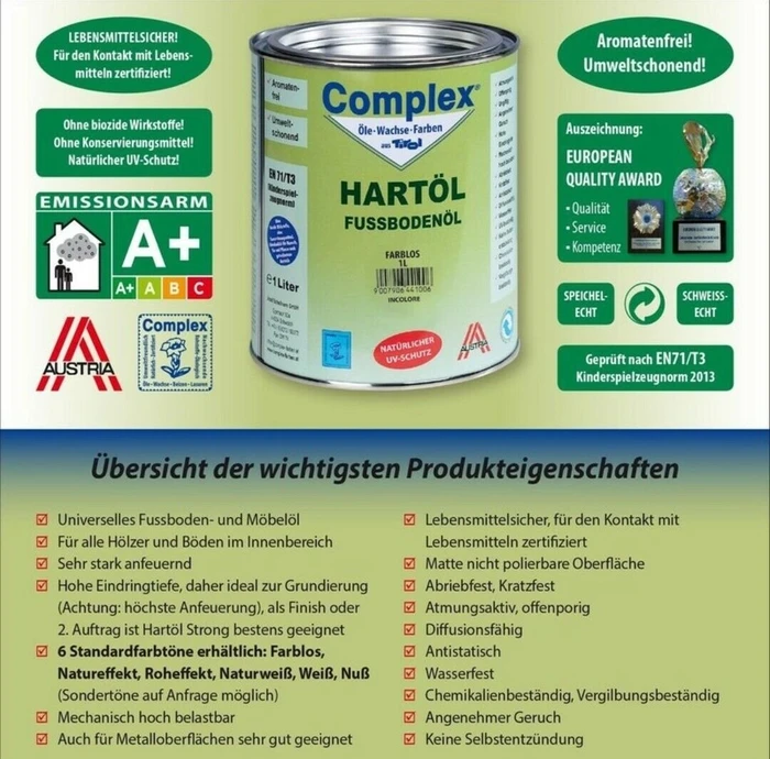 Complex Hartöl innen farblos, 1l