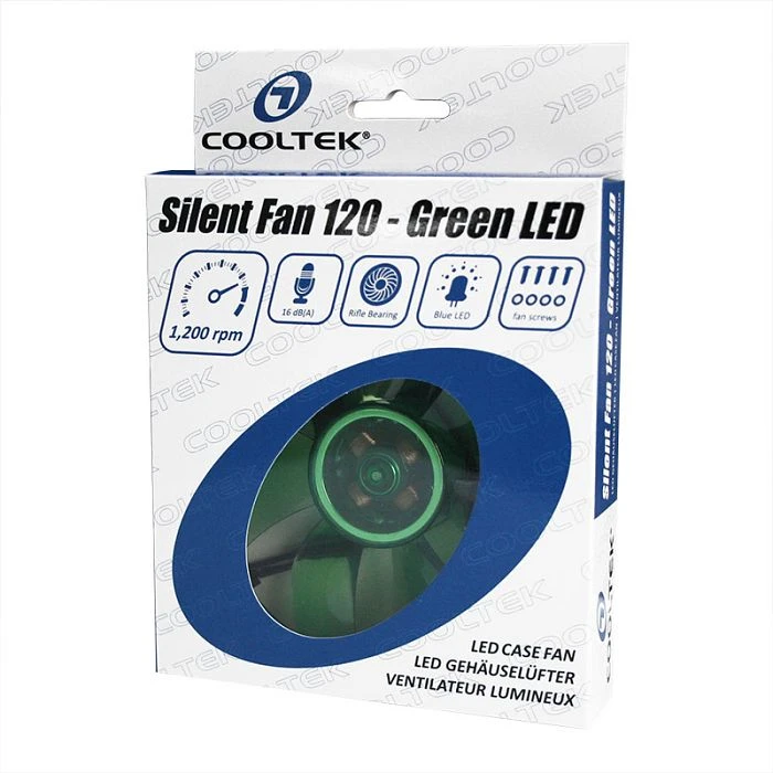 Cooltek Silent Fan 120 LED, grün, 120mm