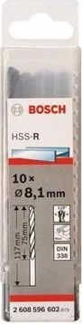 Bosch Professional HSS-R Spiralbohrer, 8.1x75x117mm, 10 Stück