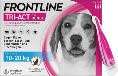 Frontline TRI-ACT für Hunde 10-20kg Lösung zum Auftropfen Einzeldosispipetten, 3 Stück