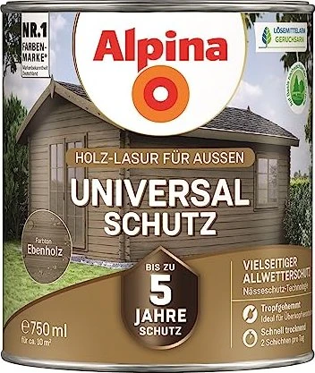 Alpina Farben Universal-Schutz Holz-Lasur außen ebenholz, 750ml
