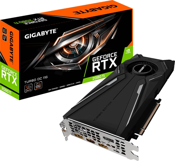 GIGABYTE GeForce RTX 2080 Ti Turbo OC 11G (Rev. 2.0), 11GB GDDR6, HDMI, USB-C, 3x DP