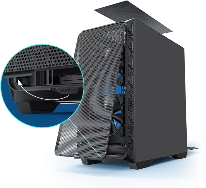 Montech Air 903 Base Black, schwarz, Glasfenster