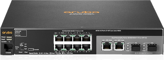 HPE Aruba 2530 8G Desktop Gigabit Managed Switch, 8x RJ-45, 2x RJ-45/SFP