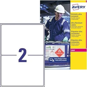 Avery-Zweckform Folienetiketten ultra resistent, 210x148mm, wetterfest, weiß, 10 Blatt (20 Etiketten)