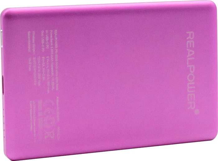 Ultron Powerbank RealPower PB-5000 MAG Ultra Slim rosa/schwarz
