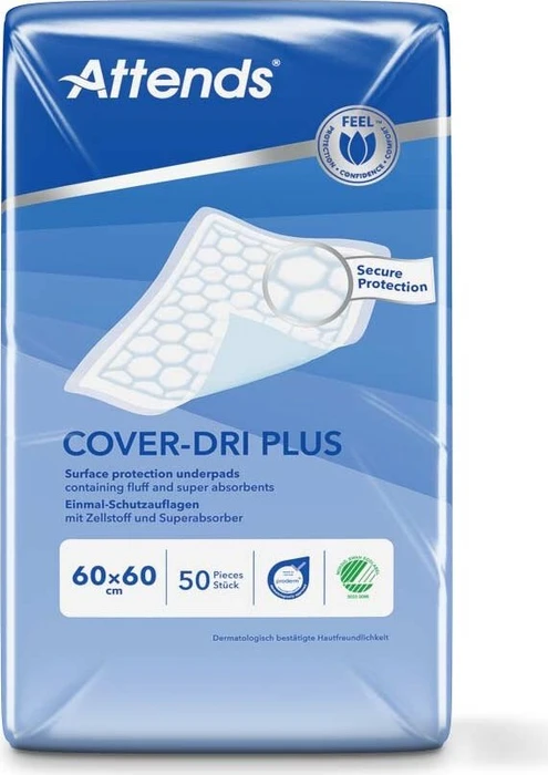 Attends Cover-Dri Plus Bettschutzeinlage, 60x60cm, 200 Stück (4x 50 Stück)