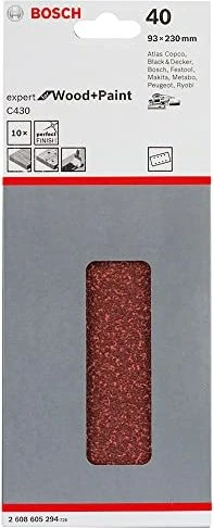 Bosch Professional C430 Expert for Wood and Paint Schleifblatt K40, 93x230mm, 10 Stück