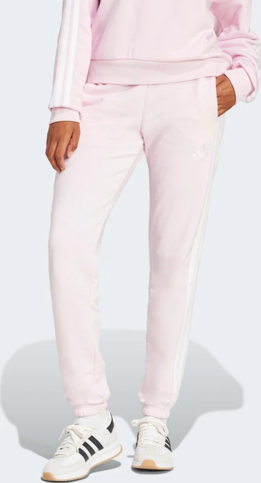 adidas Essentials 3-Streifen French Terry Cuffed Trainingshose lang clear pink/white (Damen)
