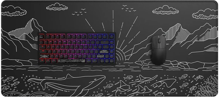 Dark Project Terra Nostra Black XL Gaming Mousepad, 900x400mm, Motiv schwarz/weiß